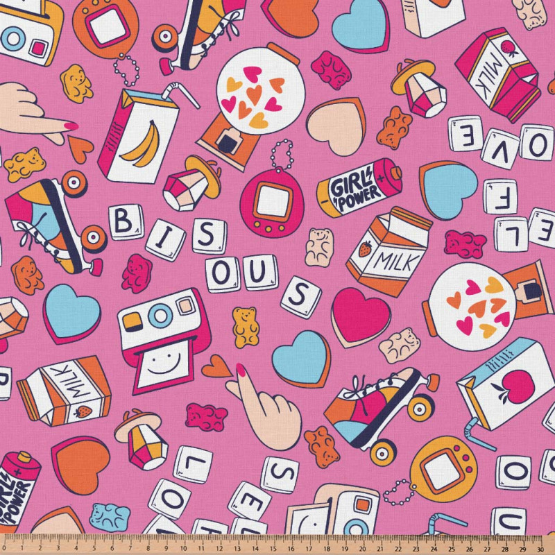 Printed Cotton GIRLPOWER Pink / Orange